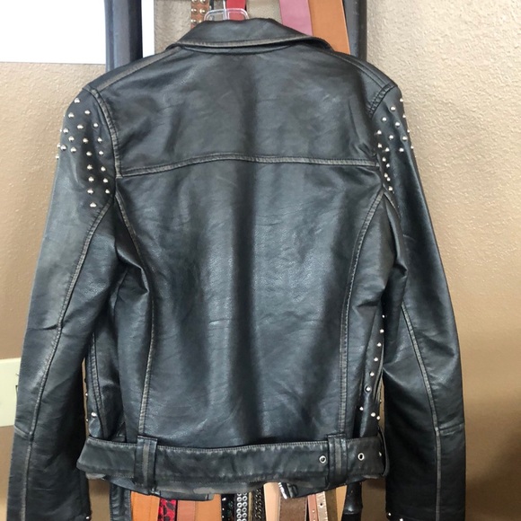 Biker Studded Faux Leather Jacket - Picture 3 of 3
